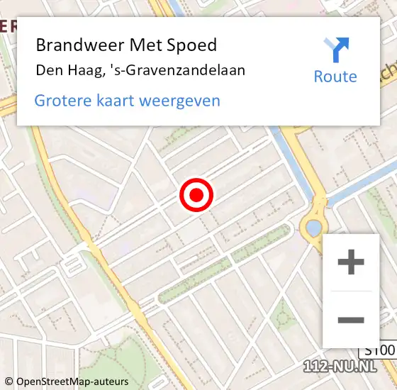 Locatie op kaart van de 112 melding: Brandweer Met Spoed Naar Den Haag, 's-Gravenzandelaan op 8 mei 2024 15:59