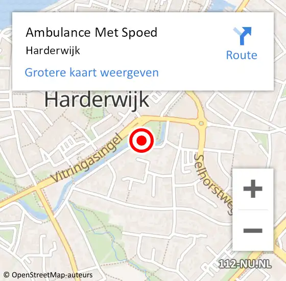 Locatie op kaart van de 112 melding: Ambulance Met Spoed Naar Harderwijk op 8 mei 2024 17:06