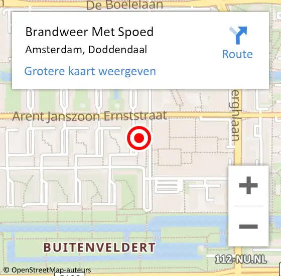 Locatie op kaart van de 112 melding: Brandweer Met Spoed Naar Amsterdam, Doddendaal op 8 mei 2024 18:22