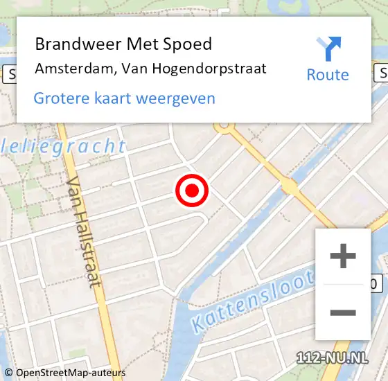 Locatie op kaart van de 112 melding: Brandweer Met Spoed Naar Amsterdam, Van Hogendorpstraat op 8 mei 2024 18:56