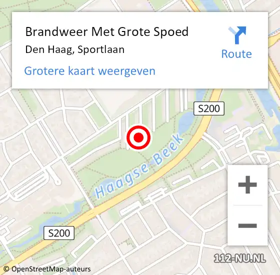 Locatie op kaart van de 112 melding: Brandweer Met Grote Spoed Naar Den Haag, Sportlaan op 8 mei 2024 19:06