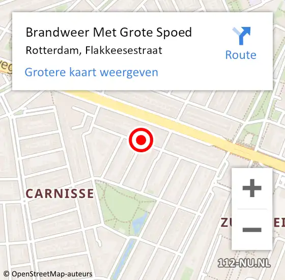 Locatie op kaart van de 112 melding: Brandweer Met Grote Spoed Naar Rotterdam, Flakkeesestraat op 8 mei 2024 19:19