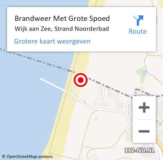 Locatie op kaart van de 112 melding: Brandweer Met Grote Spoed Naar Wijk aan Zee, Strand Noorderbad op 8 mei 2024 19:32