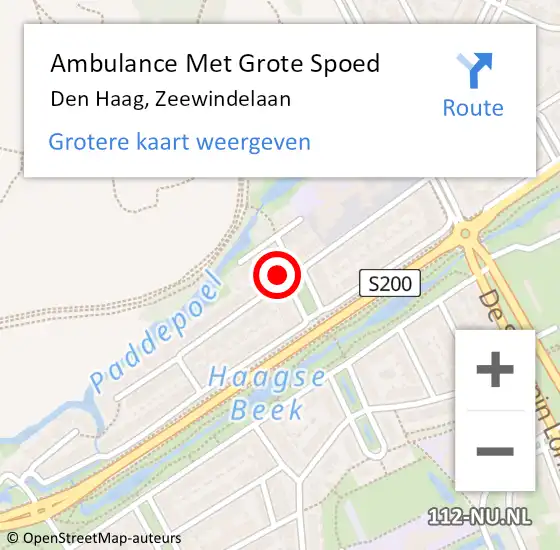 Locatie op kaart van de 112 melding: Ambulance Met Grote Spoed Naar Den Haag, Zeewindelaan op 8 mei 2024 19:48