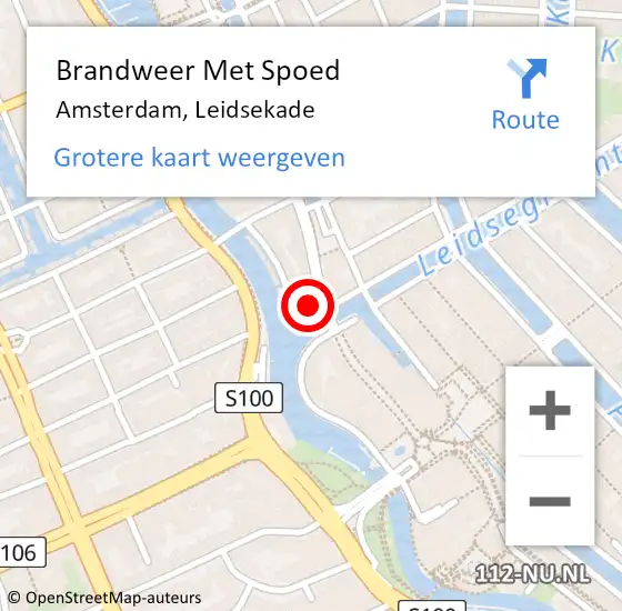 Locatie op kaart van de 112 melding: Brandweer Met Spoed Naar Amsterdam, Leidsekade op 8 mei 2024 19:50