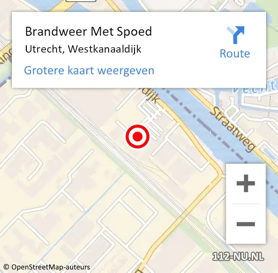 Locatie op kaart van de 112 melding: Brandweer Met Spoed Naar Utrecht, Westkanaaldijk op 8 mei 2024 19:57