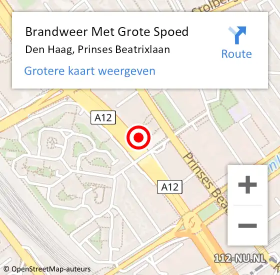 Locatie op kaart van de 112 melding: Brandweer Met Grote Spoed Naar Den Haag, Prinses Beatrixlaan op 8 mei 2024 20:03