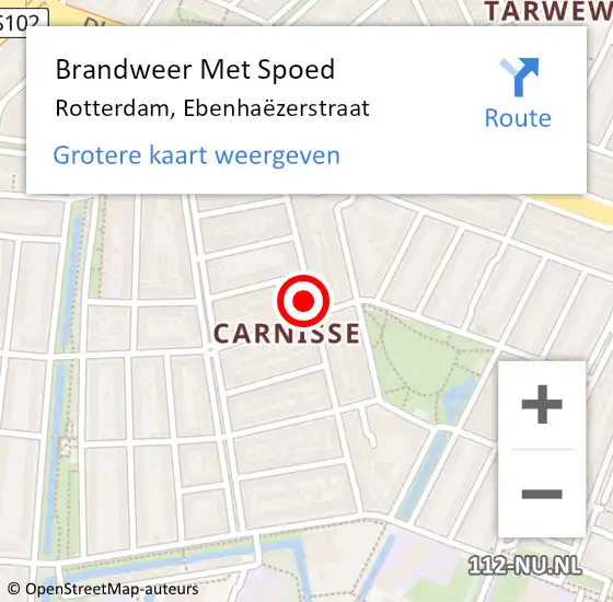 Locatie op kaart van de 112 melding: Brandweer Met Spoed Naar Rotterdam, Ebenhaëzerstraat op 8 mei 2024 20:05