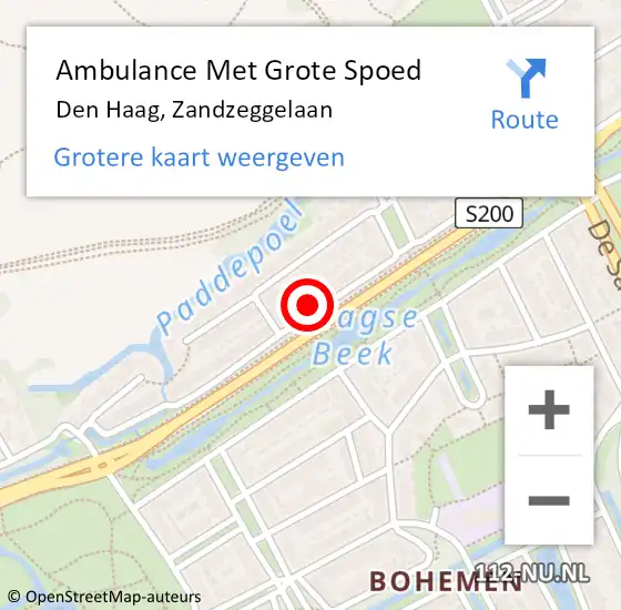 Locatie op kaart van de 112 melding: Ambulance Met Grote Spoed Naar Den Haag, Zandzeggelaan op 8 mei 2024 20:23