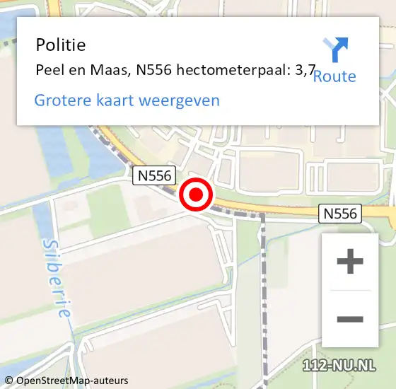Locatie op kaart van de 112 melding: Politie Peel en Maas, N556 hectometerpaal: 3,7 op 8 mei 2024 20:51
