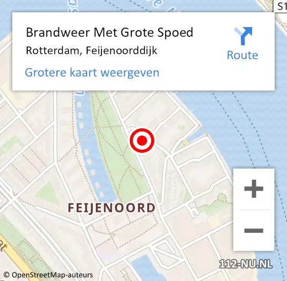 Locatie op kaart van de 112 melding: Brandweer Met Grote Spoed Naar Rotterdam, Feijenoorddijk op 8 mei 2024 20:58