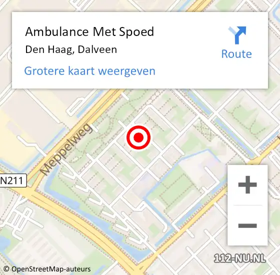 Locatie op kaart van de 112 melding: Ambulance Met Spoed Naar Den Haag, Dalveen op 8 mei 2024 21:13