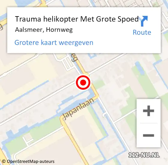 Locatie op kaart van de 112 melding: Trauma helikopter Met Grote Spoed Naar Aalsmeer, Hornweg op 8 mei 2024 21:14