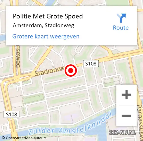 Locatie op kaart van de 112 melding: Politie Met Grote Spoed Naar Amsterdam, Stadionweg op 8 mei 2024 22:17