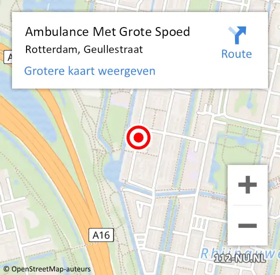 Locatie op kaart van de 112 melding: Ambulance Met Grote Spoed Naar Rotterdam, Geullestraat op 8 mei 2024 22:45