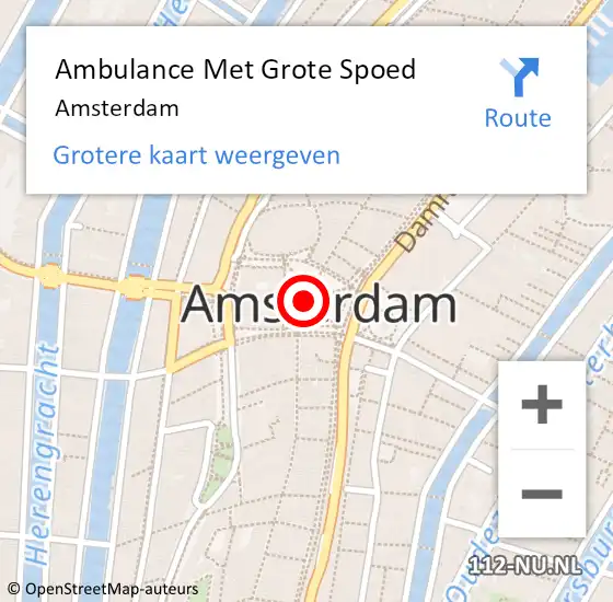 Locatie op kaart van de 112 melding: Ambulance Met Grote Spoed Naar Amsterdam op 8 mei 2024 22:58