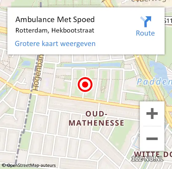 Locatie op kaart van de 112 melding: Ambulance Met Spoed Naar Rotterdam, Hekbootstraat op 8 mei 2024 23:15