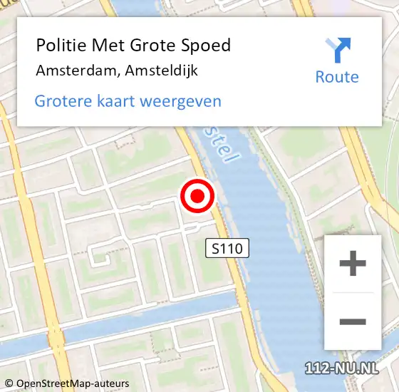 Locatie op kaart van de 112 melding: Politie Met Grote Spoed Naar Amsterdam, Amsteldijk op 8 mei 2024 23:55