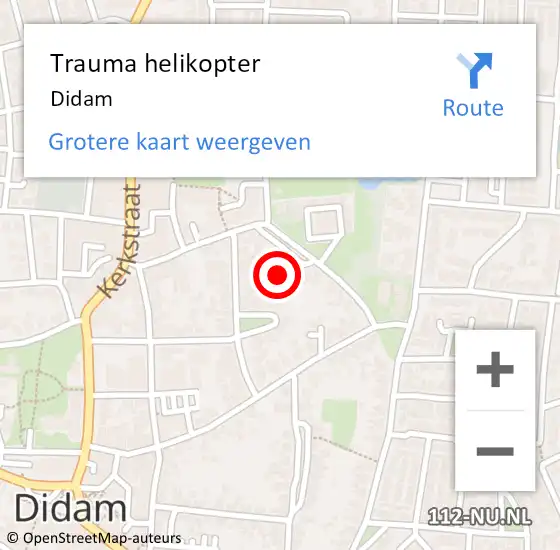 Locatie op kaart van de 112 melding: Trauma helikopter Didam op 9 mei 2024 00:16