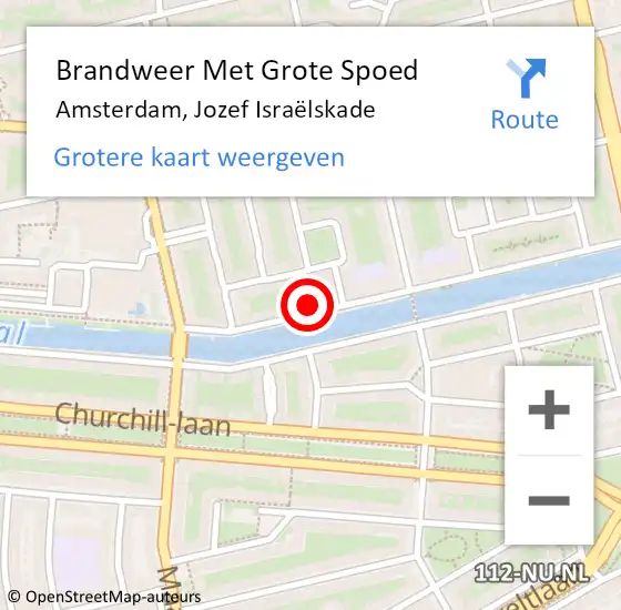 Locatie op kaart van de 112 melding: Brandweer Met Grote Spoed Naar Amsterdam, Jozef Israëlskade op 9 mei 2024 00:25