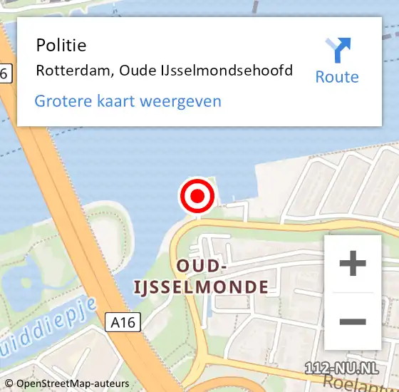 Locatie op kaart van de 112 melding: Politie Rotterdam, Oude IJsselmondsehoofd op 9 mei 2024 01:09