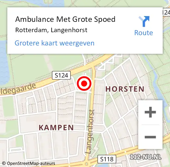 Locatie op kaart van de 112 melding: Ambulance Met Grote Spoed Naar Rotterdam, Langenhorst op 9 mei 2024 01:16