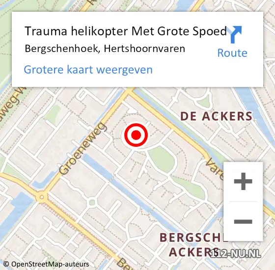 Locatie op kaart van de 112 melding: Trauma helikopter Met Grote Spoed Naar Bergschenhoek, Hertshoornvaren op 9 mei 2024 01:30