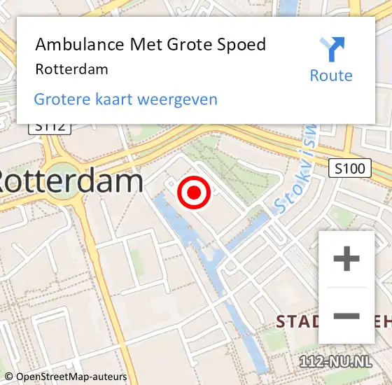 Locatie op kaart van de 112 melding: Ambulance Met Grote Spoed Naar Rotterdam op 9 mei 2024 01:35