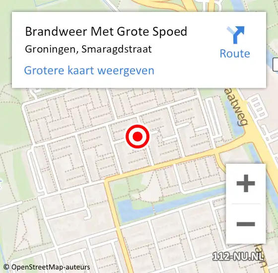 Locatie op kaart van de 112 melding: Brandweer Met Grote Spoed Naar Groningen, Smaragdstraat op 9 mei 2024 04:15