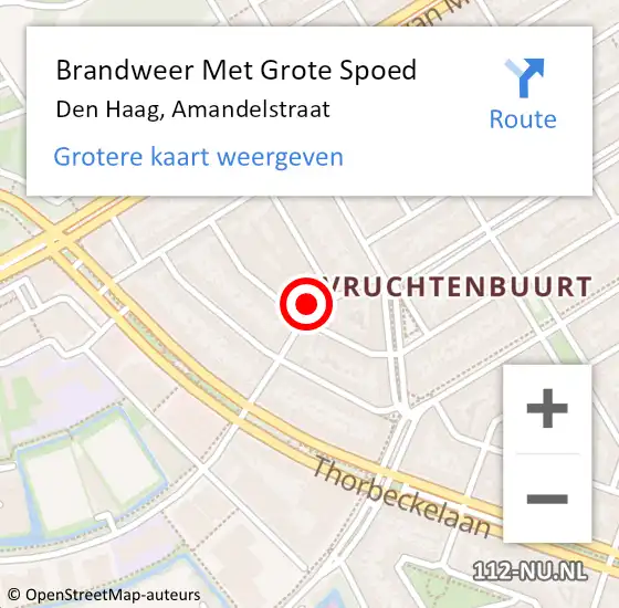 Locatie op kaart van de 112 melding: Brandweer Met Grote Spoed Naar Den Haag, Amandelstraat op 9 mei 2024 04:36