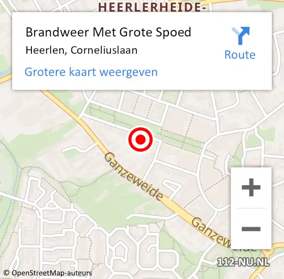 Locatie op kaart van de 112 melding: Brandweer Met Grote Spoed Naar Heerlen, Corneliuslaan op 9 mei 2024 04:39