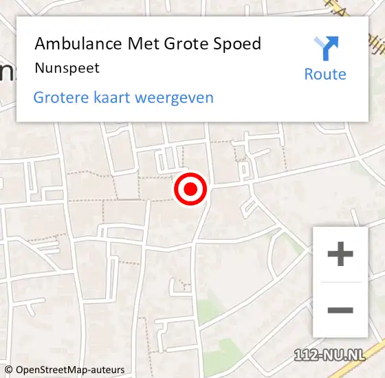 Locatie op kaart van de 112 melding: Ambulance Met Grote Spoed Naar Nunspeet op 9 mei 2024 05:59