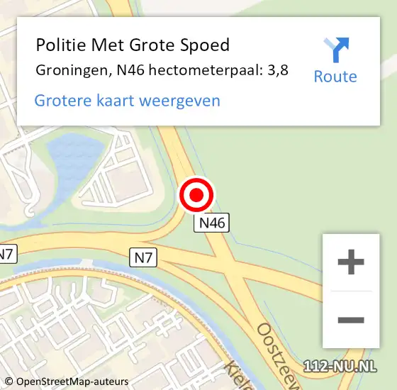 Locatie op kaart van de 112 melding: Politie Met Grote Spoed Naar Groningen, N46 hectometerpaal: 3,8 op 9 mei 2024 08:06