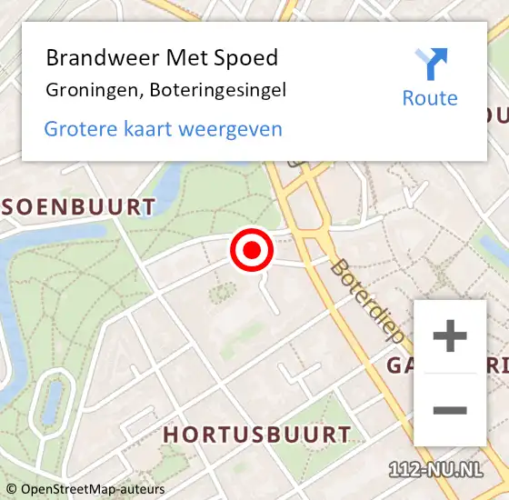 Locatie op kaart van de 112 melding: Brandweer Met Spoed Naar Groningen, Boteringesingel op 9 mei 2024 08:10