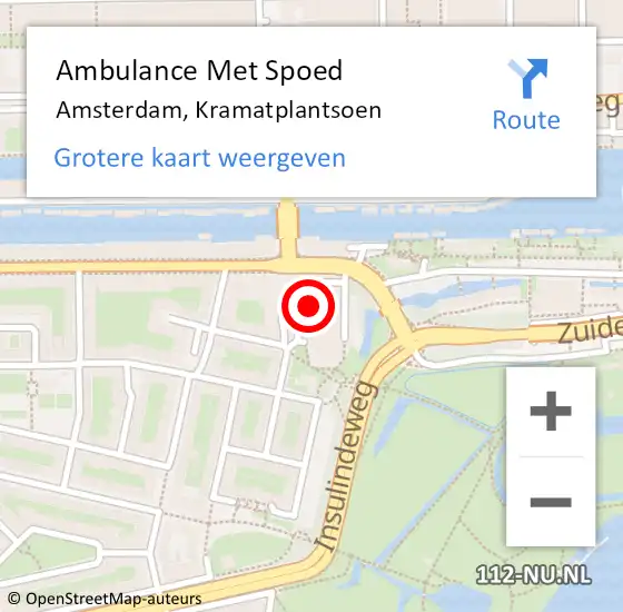 Locatie op kaart van de 112 melding: Ambulance Met Spoed Naar Amsterdam, Kramatplantsoen op 9 mei 2024 09:01