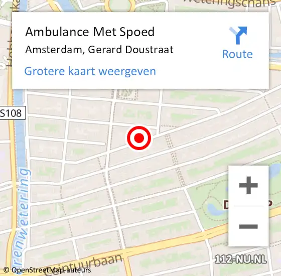 Locatie op kaart van de 112 melding: Ambulance Met Spoed Naar Amsterdam, Gerard Doustraat op 9 mei 2024 09:47