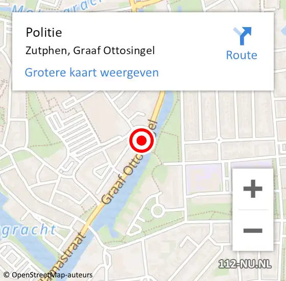 Locatie op kaart van de 112 melding: Politie Zutphen, Graaf Ottosingel op 9 mei 2024 09:54