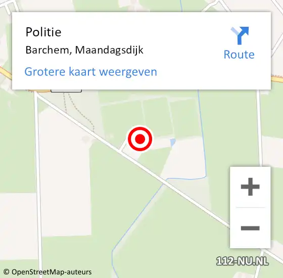 Locatie op kaart van de 112 melding: Politie Barchem, Maandagsdijk op 9 mei 2024 10:12