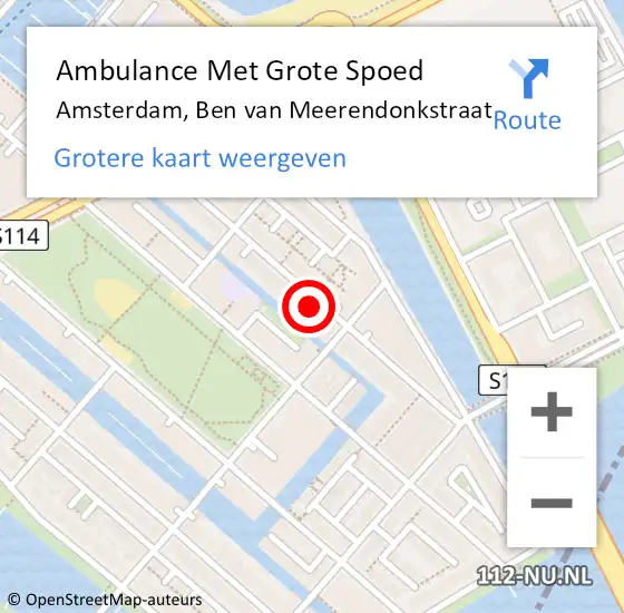 Locatie op kaart van de 112 melding: Ambulance Met Grote Spoed Naar Amsterdam, Ben van Meerendonkstraat op 9 mei 2024 10:52