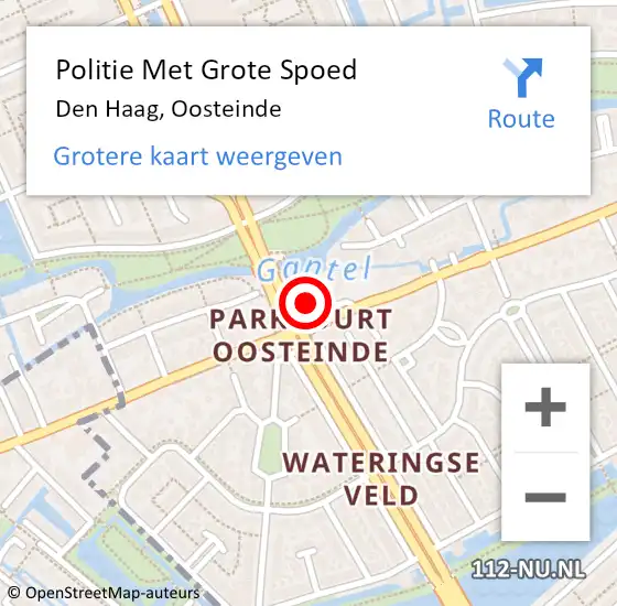 Locatie op kaart van de 112 melding: Politie Met Grote Spoed Naar Den Haag, Oosteinde op 9 mei 2024 10:54