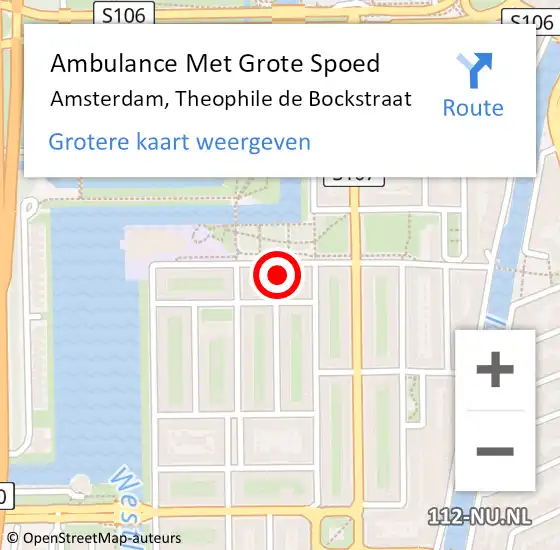 Locatie op kaart van de 112 melding: Ambulance Met Grote Spoed Naar Amsterdam, Theophile de Bockstraat op 9 mei 2024 11:19