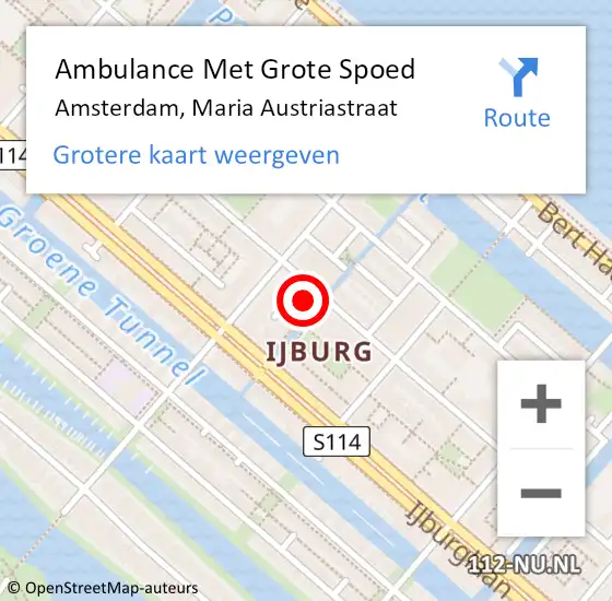 Locatie op kaart van de 112 melding: Ambulance Met Grote Spoed Naar Amsterdam, Maria Austriastraat op 9 mei 2024 11:34