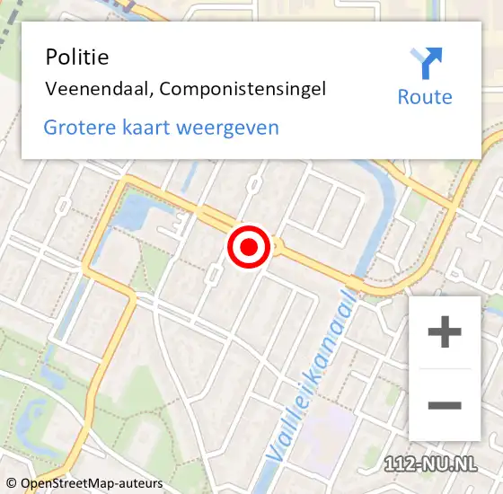 Locatie op kaart van de 112 melding: Politie Veenendaal, Componistensingel op 9 mei 2024 11:40