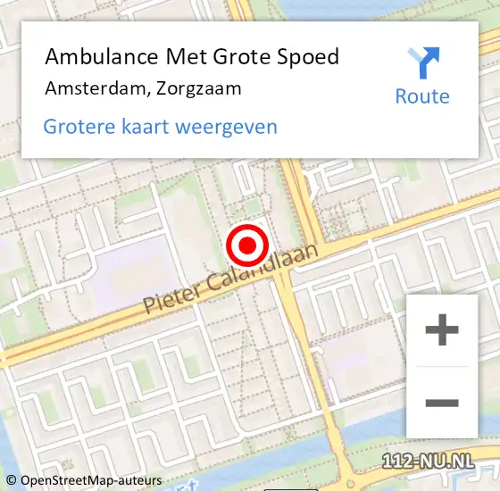 Locatie op kaart van de 112 melding: Ambulance Met Grote Spoed Naar Amsterdam, Zorgzaam op 9 mei 2024 11:54