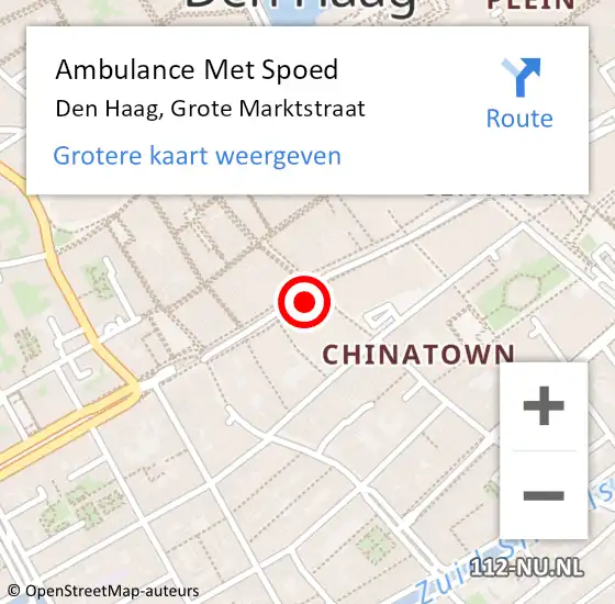 Locatie op kaart van de 112 melding: Ambulance Met Spoed Naar Den Haag, Grote Marktstraat op 9 mei 2024 11:59