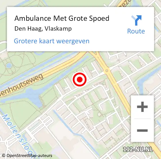 Locatie op kaart van de 112 melding: Ambulance Met Grote Spoed Naar Den Haag, Vlaskamp op 9 mei 2024 12:01