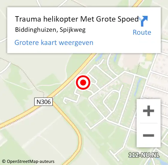 Locatie op kaart van de 112 melding: Trauma helikopter Met Grote Spoed Naar Biddinghuizen, Spijkweg op 9 mei 2024 12:12