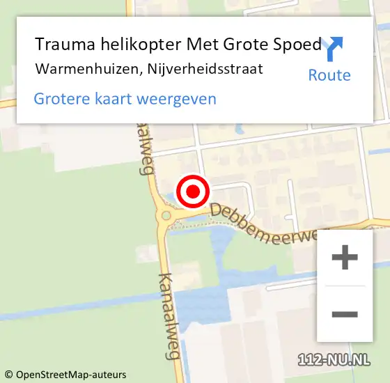 Locatie op kaart van de 112 melding: Trauma helikopter Met Grote Spoed Naar Warmenhuizen, Nijverheidsstraat op 9 mei 2024 13:59