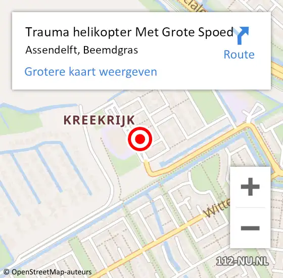 Locatie op kaart van de 112 melding: Trauma helikopter Met Grote Spoed Naar Assendelft, Beemdgras op 9 mei 2024 14:28