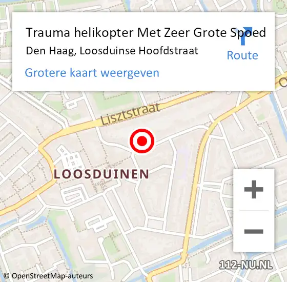 Locatie op kaart van de 112 melding: Trauma helikopter Met Zeer Grote Spoed Naar Den Haag, Loosduinse Hoofdstraat op 9 mei 2024 15:10